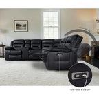 109 Power Reclining Sectional Couch, Modular Livingroom Recliner Sofa with 2 Storage Console & 4 Cup Holders