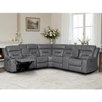 109 Power Reclining Sectional Couch, Modular Livingroom Recliner Sofa with 2 Storage Console & 4 Cup Holders