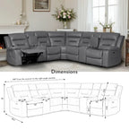 109 Power Reclining Sectional Couch, Modular Livingroom Recliner Sofa with 2 Storage Console & 4 Cup Holders