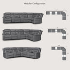 109 Power Reclining Sectional Couch, Modular Livingroom Recliner Sofa with 2 Storage Console & 4 Cup Holders