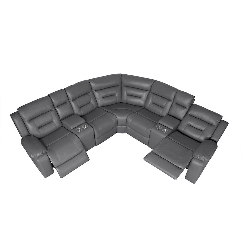 109 Power Reclining Sectional Couch, Modular Livingroom Recliner Sofa with 2 Storage Console & 4 Cup Holders