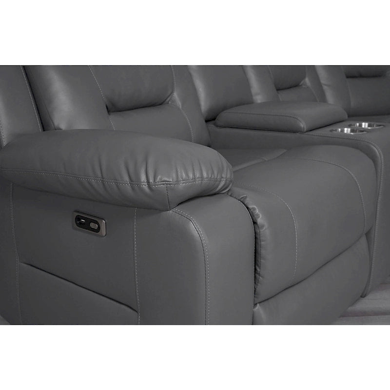 109 Power Reclining Sectional Couch, Modular Livingroom Recliner Sofa with 2 Storage Console & 4 Cup Holders