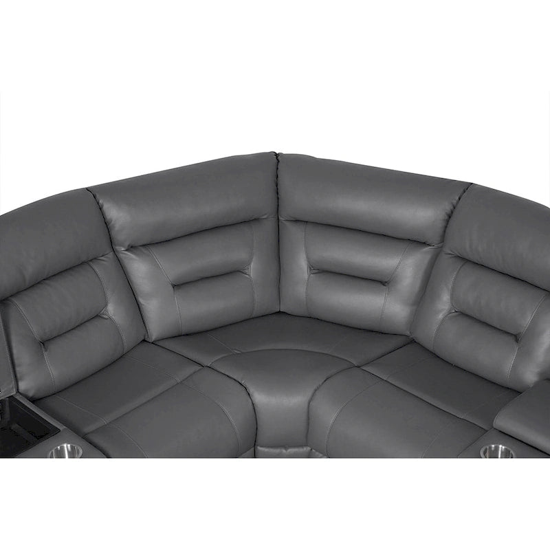 109 Power Reclining Sectional Couch, Modular Livingroom Recliner Sofa with 2 Storage Console & 4 Cup Holders