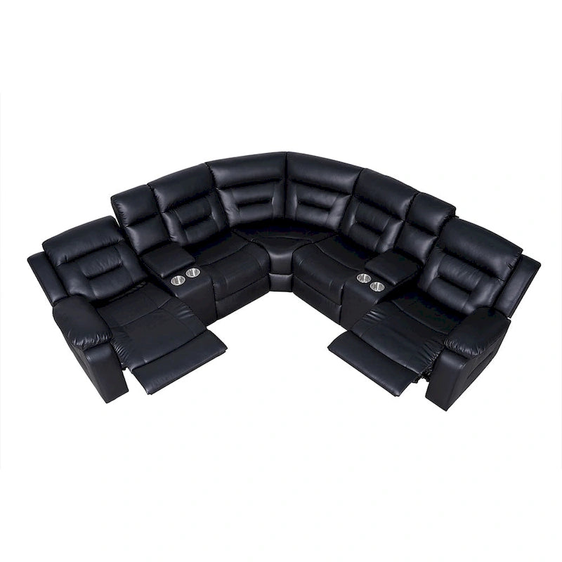 109 Power Reclining Sectional Couch, Modular Livingroom Recliner Sofa with 2 Storage Console & 4 Cup Holders