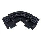 109 Power Reclining Sectional Couch, Modular Livingroom Recliner Sofa with 2 Storage Console & 4 Cup Holders