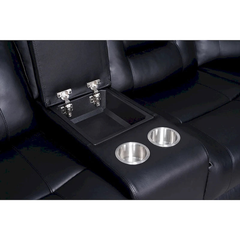 109 Power Reclining Sectional Couch, Modular Livingroom Recliner Sofa with 2 Storage Console & 4 Cup Holders